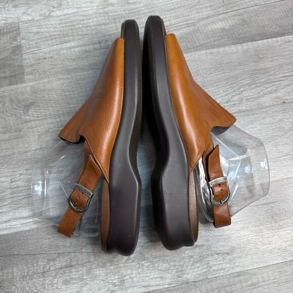 Munro American Brown Leather Slingback Sandals Minimalist Women’s Size 11 1/2 - Picture 3 of 7